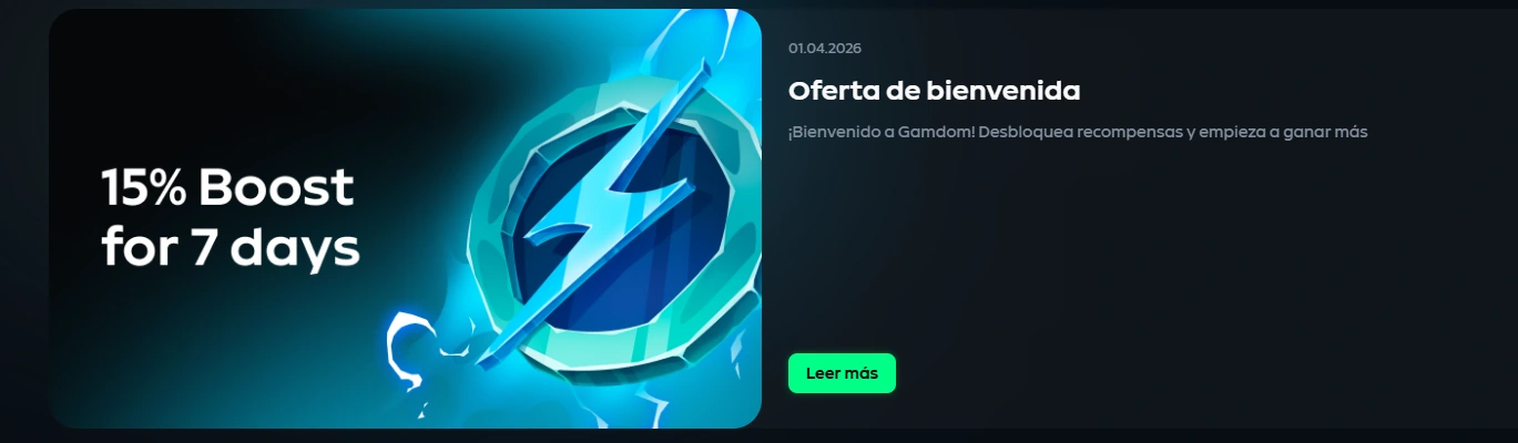 Bono de bienvenida para nuevos jugadores en Gamdom Casino