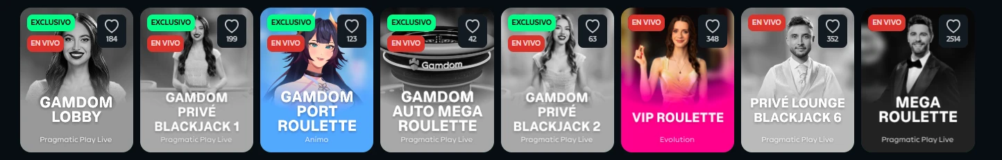 Mesas de ruleta en vivo en Gamdom Casino