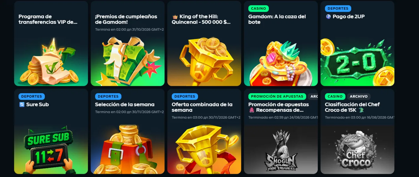 Oferta de bonos en Gamdom